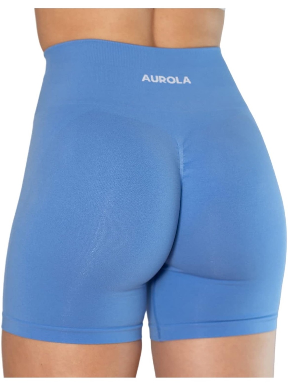 High-Waist Women’s Seamless Shorts in Light Blue